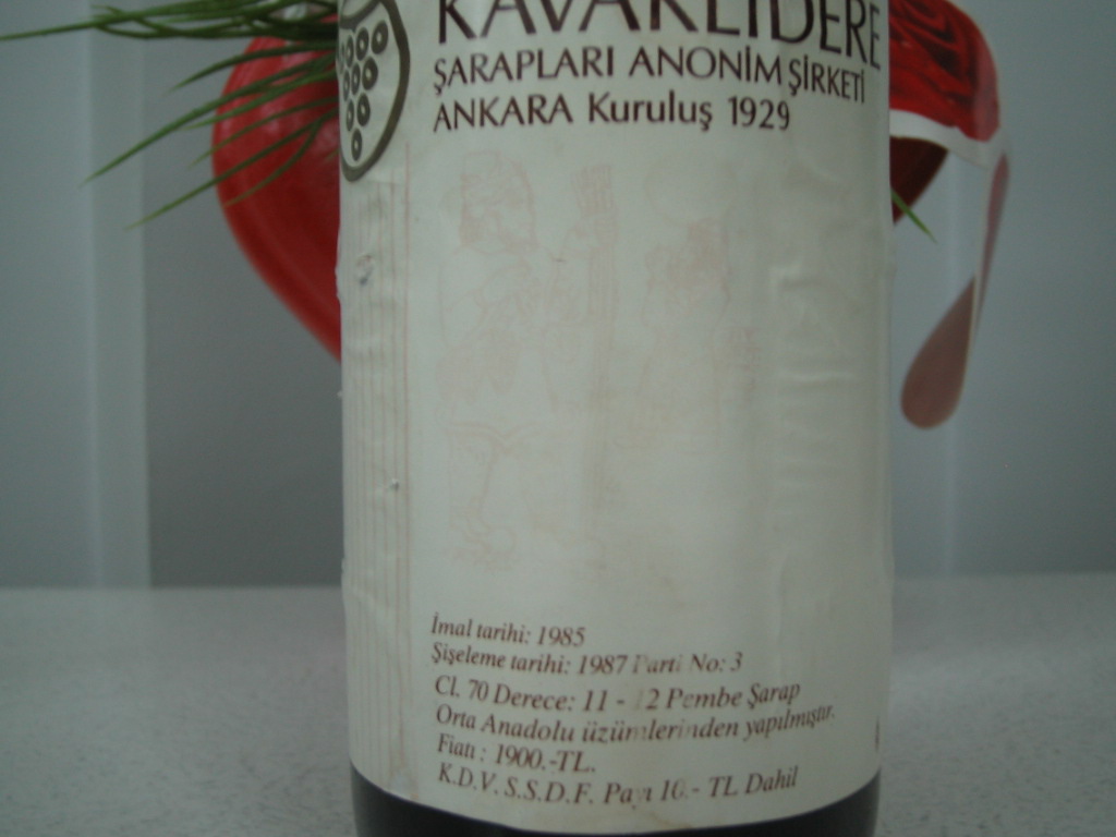 kavaklıdere kırmızı şarap 1985 yılı