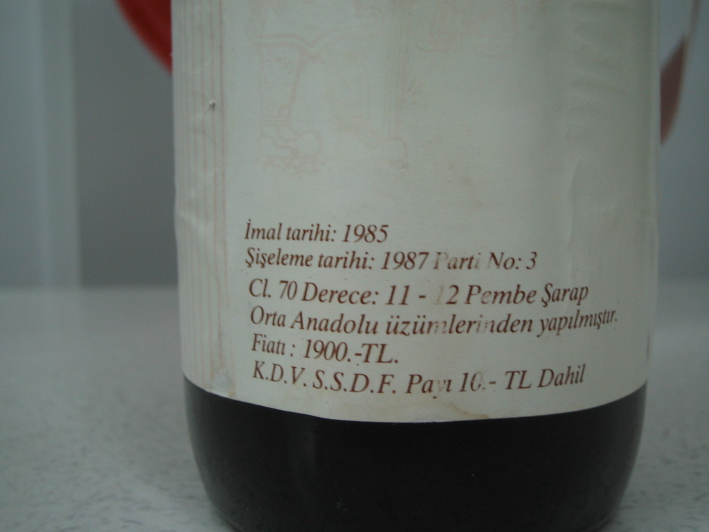 kavaklıdere kırmızı şarap 1985 yılı