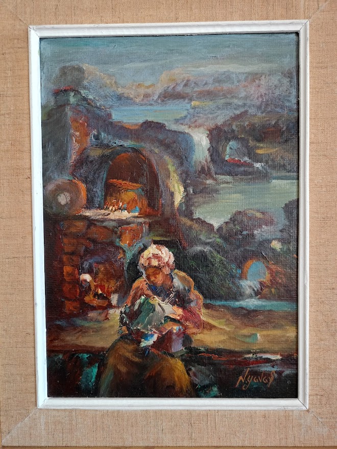 KÖYLÜ KADIN YAĞLI BOYA - İMZALI..
